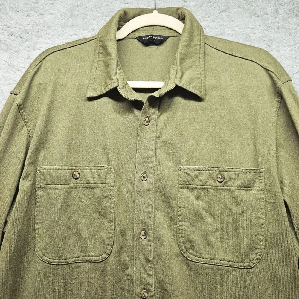 Banana Republic Mens Green Button Up Shirt Size XL Cotton Slim Fit Casual